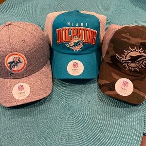 Miami Dolphins Fan or Family Game Ready Set Go 3 Hats (OS)